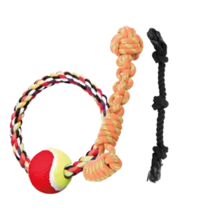 Juguetes de cuerda para perro con pelota y nudos resistentes