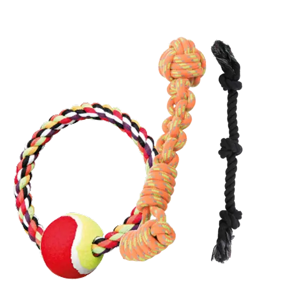 Cuerdas y nudos Juguetes de cuerda para perro con pelota y nudos resistentes