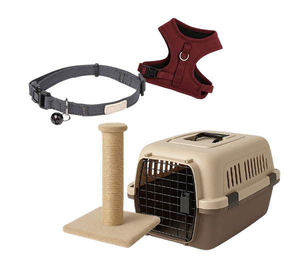 Accesorios para perro, incluye arnés Julius-K9, comederos, bebederos y bozal para perros.