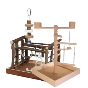 Juguetes y accesorios para aves hechos de madera con columpios, escaleras y perchas para periquitos, agapornis y otras aves domésticas.