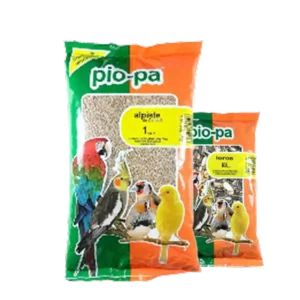 Alimentación para aves Pio-Pa, alpiste y semillas para canarios, loros y aves exóticas, mezcla natural y nutritiva.