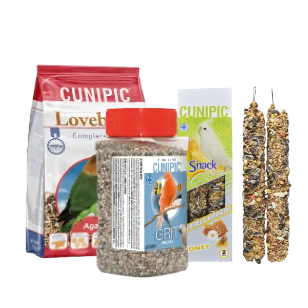 Alimentación para aves, comida para pájaros, mixturas, snacks y semillas para canarios, periquitos y agapornis.