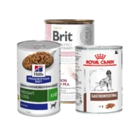 Alimentación veterinaria húmeda para perro, dietas especiales recomendadas por veterinarios. Comida húmeda para perros con problemas digestivos, de peso o alergias. Nutrición terapéutica para la salud canina.