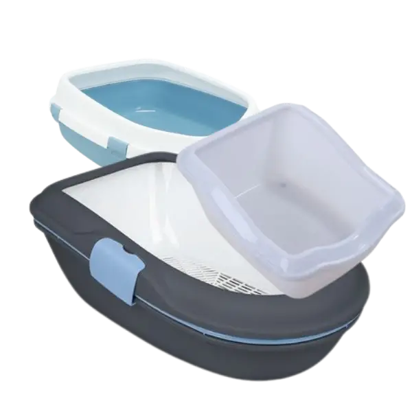 Areneros para gato, caja de arena higiénica y bandejas sanitarias para gatos domésticos.