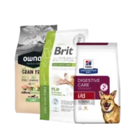 Piensos de dieta veterinaria para perro, alimentos secos para digestión, alergias o control de peso, recomendados por veterinarios.