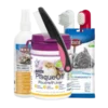 Productos de higiene y salud para gatos: cepillo, spray, polvo dental y accesorios de limpieza para el cuidado del gato.