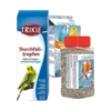 Productos para limpieza y salud de aves como periquitos y canarios, incluyendo grit, arena y gotas digestivas.