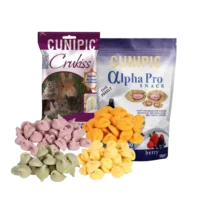 Snacks y complementos para roedores y pequeños mamíferos – premios sabrosos y suplementos para conejos, hámsters y cobayas.