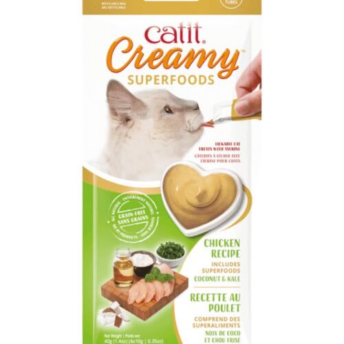 Catit Creamy Snack de Pollo con Coco y Kale 4x10g