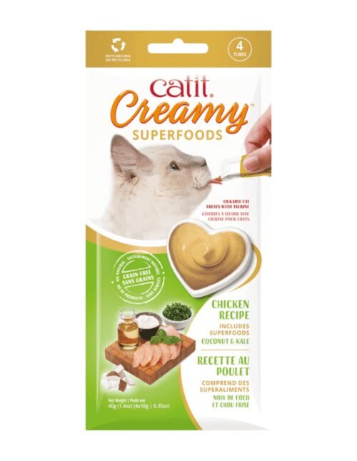 Catit Creamy Snack de Pollo con Coco y Kale 4x10g