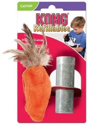 Kong Refillable Feather Top Carrot juguete con catnip para gatos