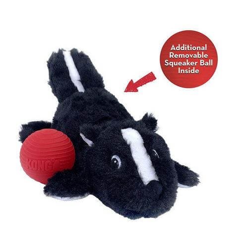 Kong Cozie Pocketz Zorrillo Juguete Interactivo Con Bola Chirriante Para Perros Tamaño S