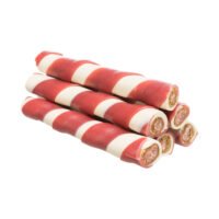 varios rollitos masticables rellenos de pato