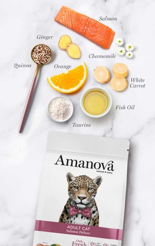 ingredientes principales del producto Amanova Adult Cat Salmon Deluxe