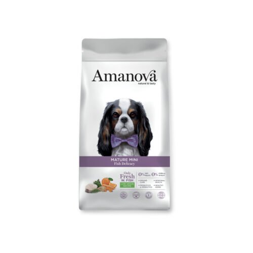 pack frontal del producto Amanova Adult Mature Fish Delicacy