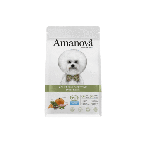 frontal del saco de pienso Amanova Adult Mini Digestive Divine Rabbit