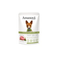Pack frontal del producto Amanova Luscious Lamb & Pork comida húmeda cordero y cerdo