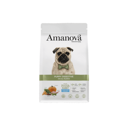 frontal del saco de pienso Amanova Puppy Digestive Divine Rabbit