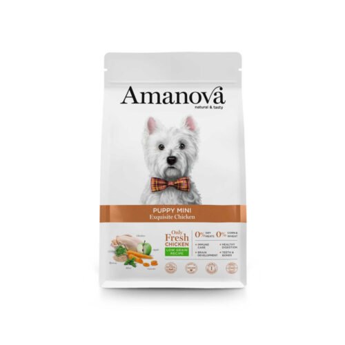 pack frontal del producto amanova puppy mini exquisite chicken