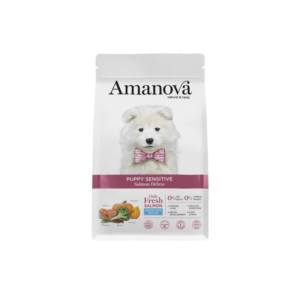 pack frontal de pienso Amanova Puppy Sensitive Salmon Deluxe