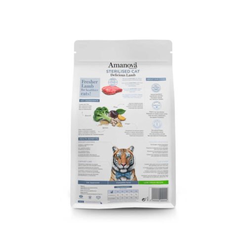 parte trasera del envase Amanova Sterilised Delicious Lamb
