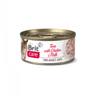 brit-care-cat-atun-con-pollo-y-leche-gato-adulto-deliciosos-filetes lata de alimento húmedo Brit Care Cat Atún con Pollo y Leche