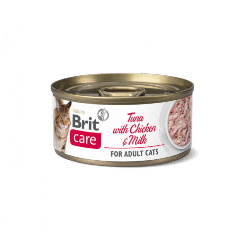 lata de alimento húmedo Brit Care Cat Atún con Pollo y Leche