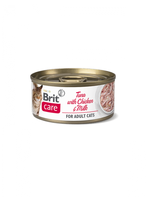 lata de alimento húmedo Brit Care Cat Atún con Pollo y Leche