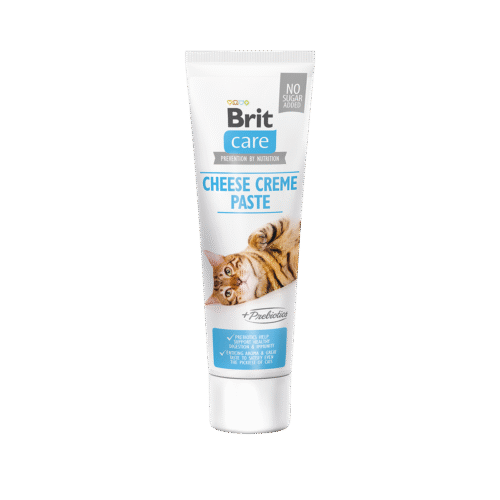 envase de Brit Care Cat Functional Paste Cheese Creme Con Prebióticos