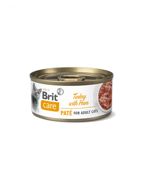Lata frontal del producto Brit Care Cat Paté de Pavo con Jamón
