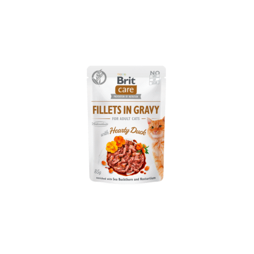 paquete frontal brit care cat pouch hearty duck in gravy 85 g
