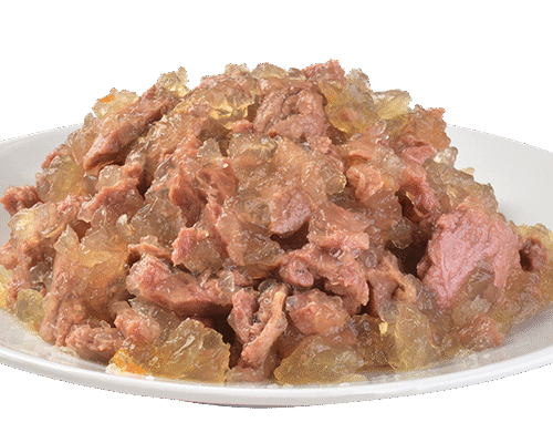 filetes en gelatina brit care cat pouch tender pavo y gambas en gelatina 85 g servidos en un plato blanco