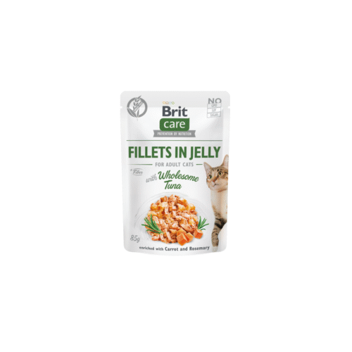 paquete frontal brit care cat pouch wholesome atún en gelatina 85 g