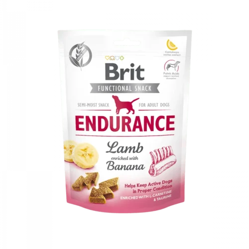 snack brit care functional endurance para perros con cordero y plátano