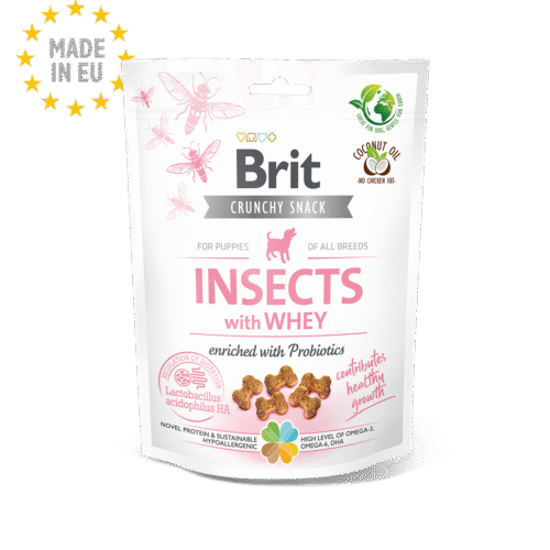 snack brit care crunchy cracker insectos con suero de leche y probióticos