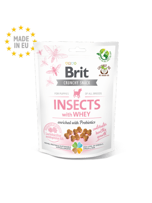 snack brit care crunchy cracker insectos con suero de leche y probióticos