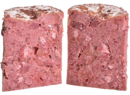 porcion de paté Brit Paté & Meat Venado y Pollo abierta