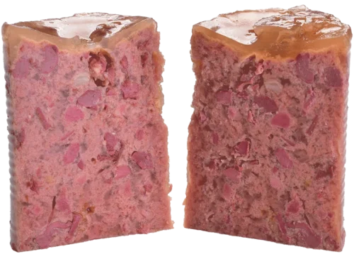 porcion del paté Brit Paté & Meat Pato y Pollo abierta