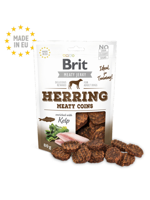 pack frontal Brit Meat Jerky Snack Herring Meaty Coins