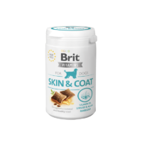 brit-snack-perro-adulto-snack-brit-care-piel-y-pelo envase suplemento brit care vitamins skin & coat 150 g