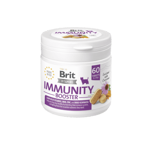 envase suplemento brit vitamins immunity booster 60 tabletas perros