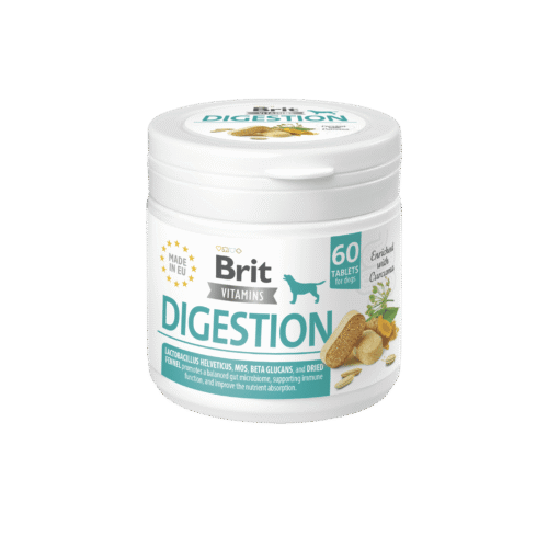 envase suplemento brit vitamins digestion 60 tabletas perros