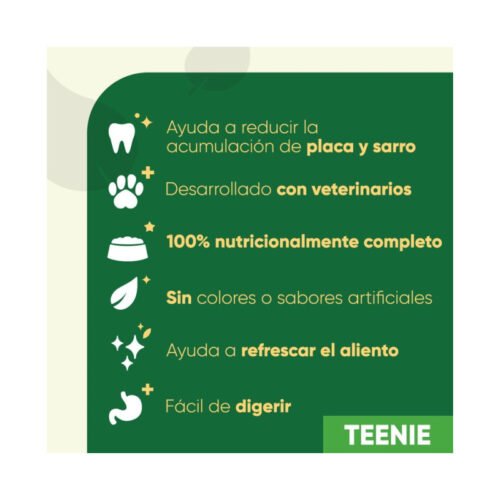 Infografía con beneficios destacados del producto Greenies