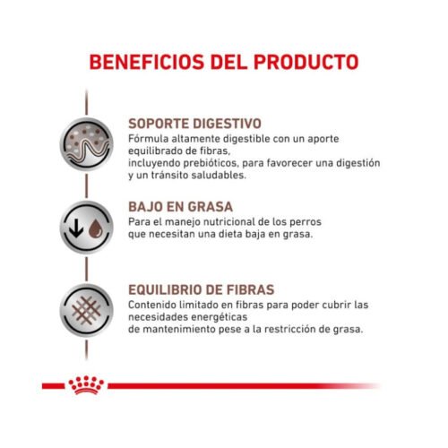 Más beneficios Royal Canin Gastrointestinal Low Fat perro