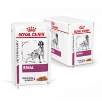 Royal Canin Renal Finas Láminas en Salsa Perro sobre y caja