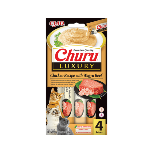Churu CAT LUXURY Pollo y Ternera Wagyu – Snack cremoso para gatos Snack cremoso Churu CAT LUXURY de pollo y ternera Wagyu para gatos