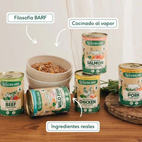 Filosofía BARF y cocinado al vapor en latas Wild Balance