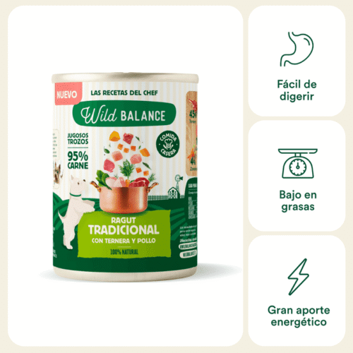 Beneficios principales Beneficios del Ragut Tradicional Wild Balance para perros