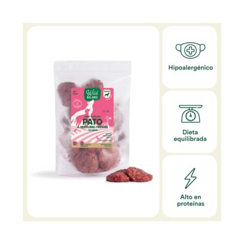 Beneficios comida BARF pato perro hipoalergénico alta proteína