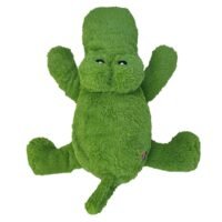 Juguete de peluche para perros KONG Cozie Ali Alligator XL en color verde sobre fondo blanco